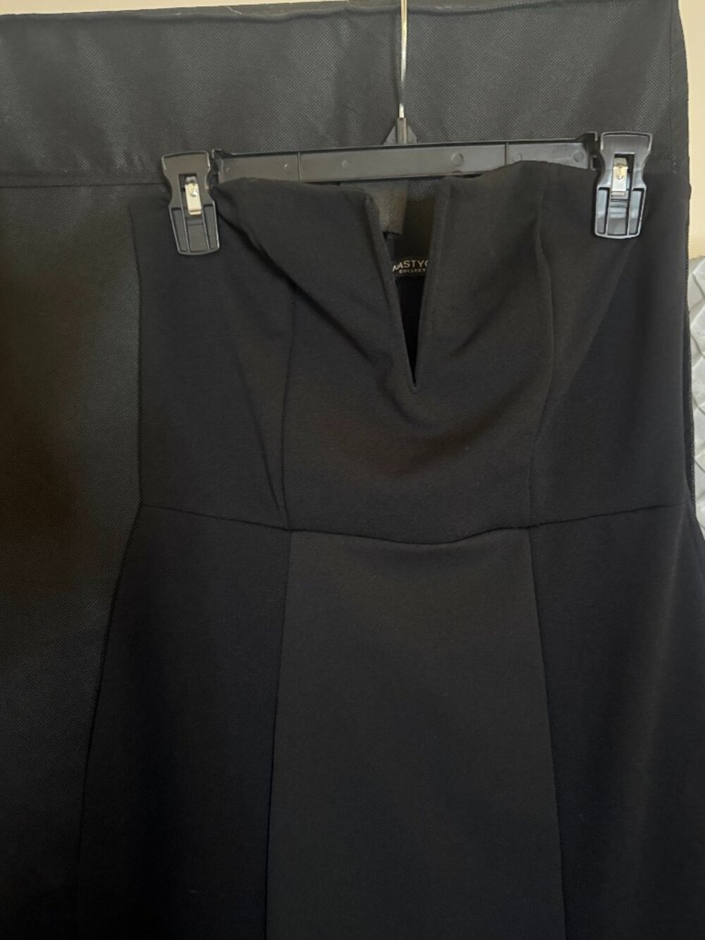 Long Black Strapless Column Dress